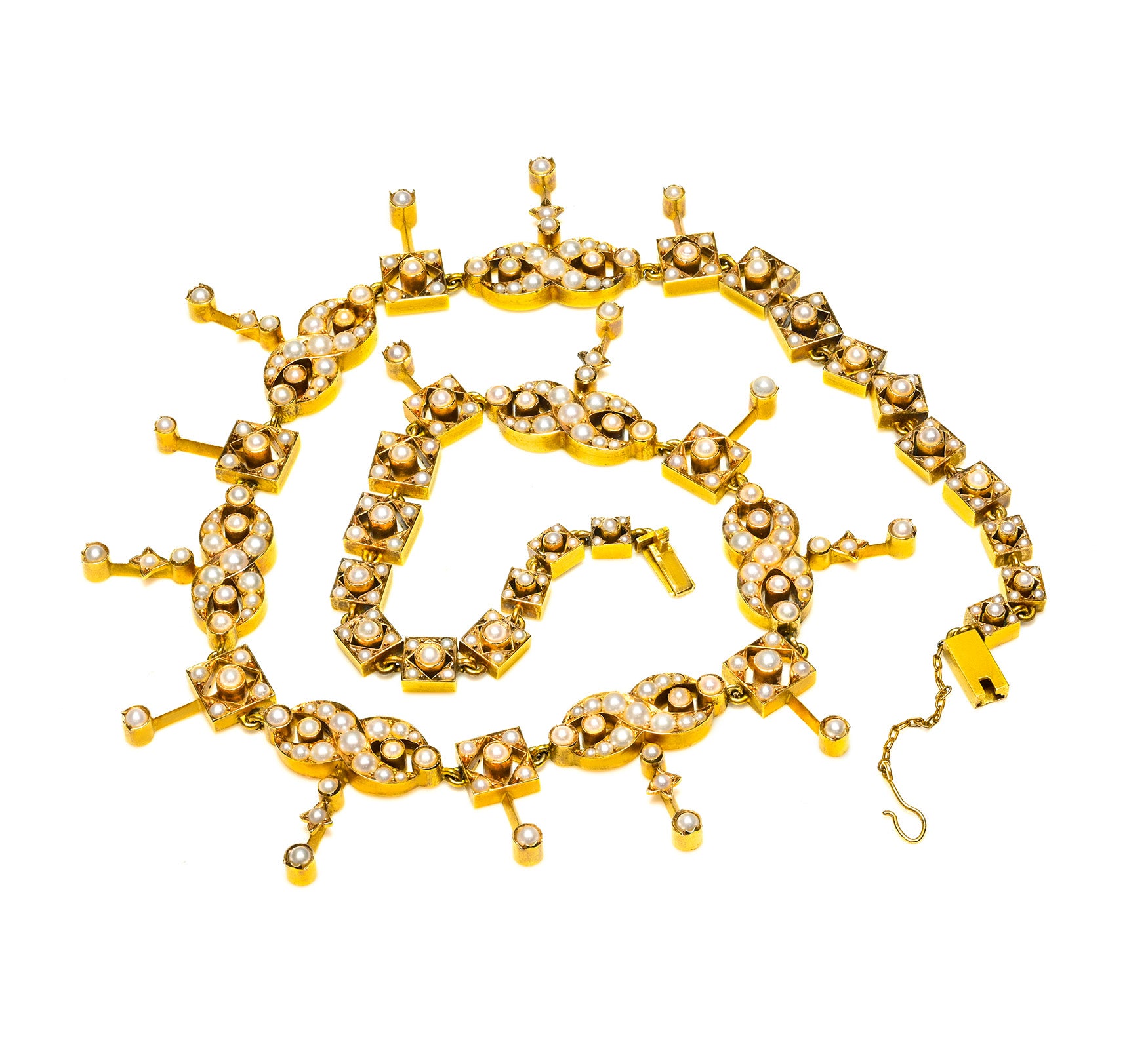 Antique Victorian 18K Gold Pearl Drop Necklace