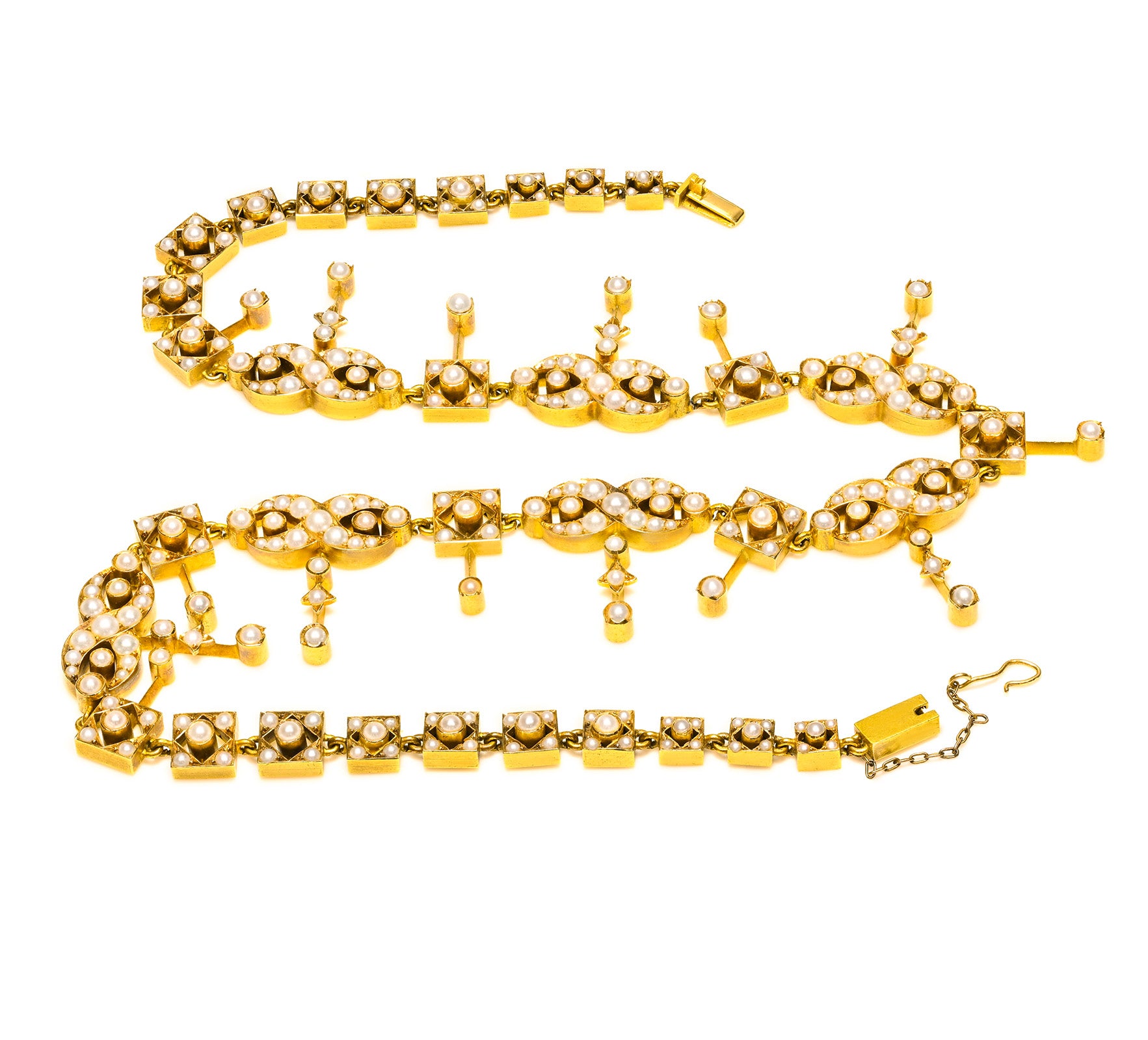 Antique Victorian 18K Gold Pearl Necklace