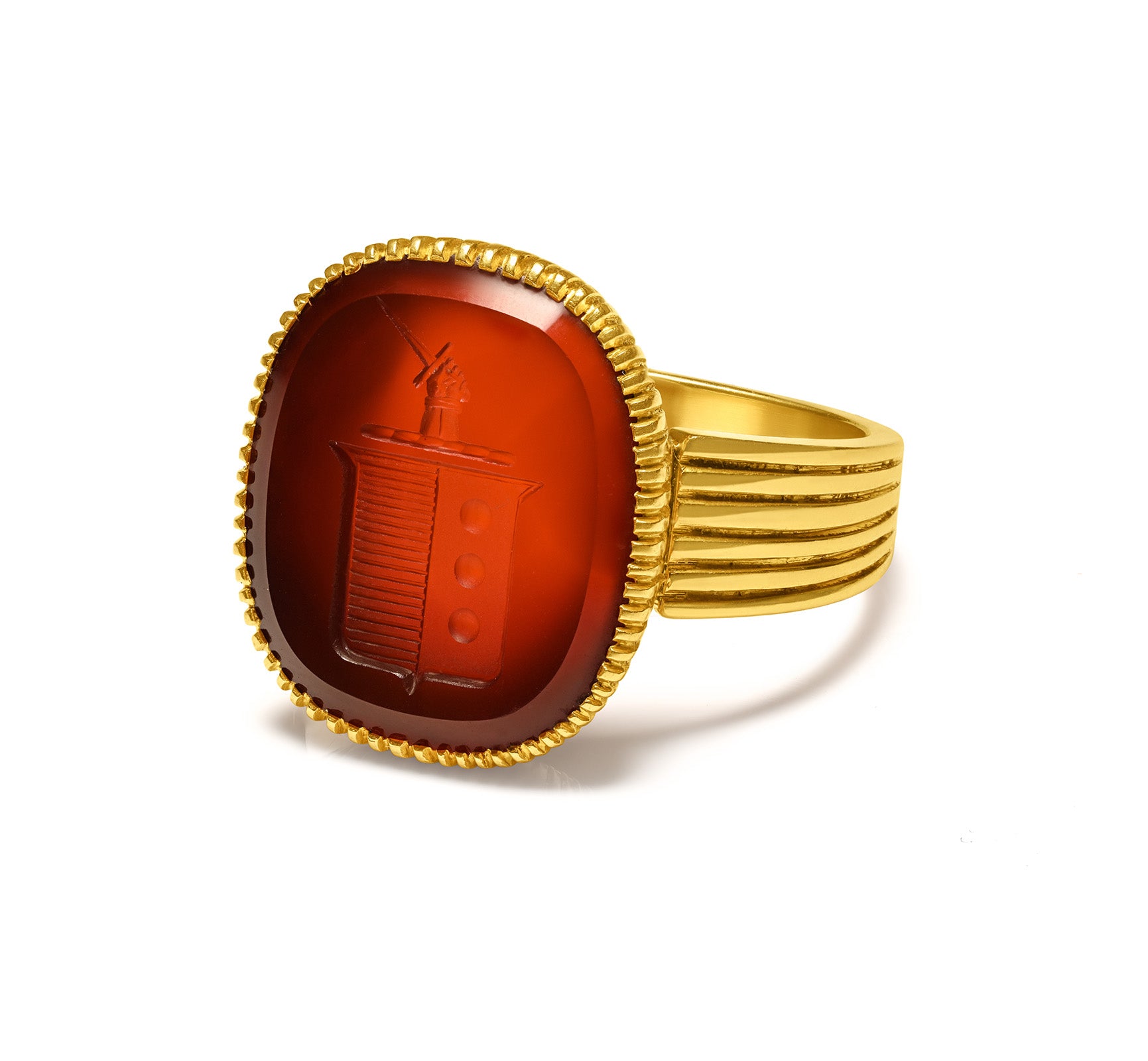 Antique Victorian Gold Carnelian Crest Signet Seal Ring