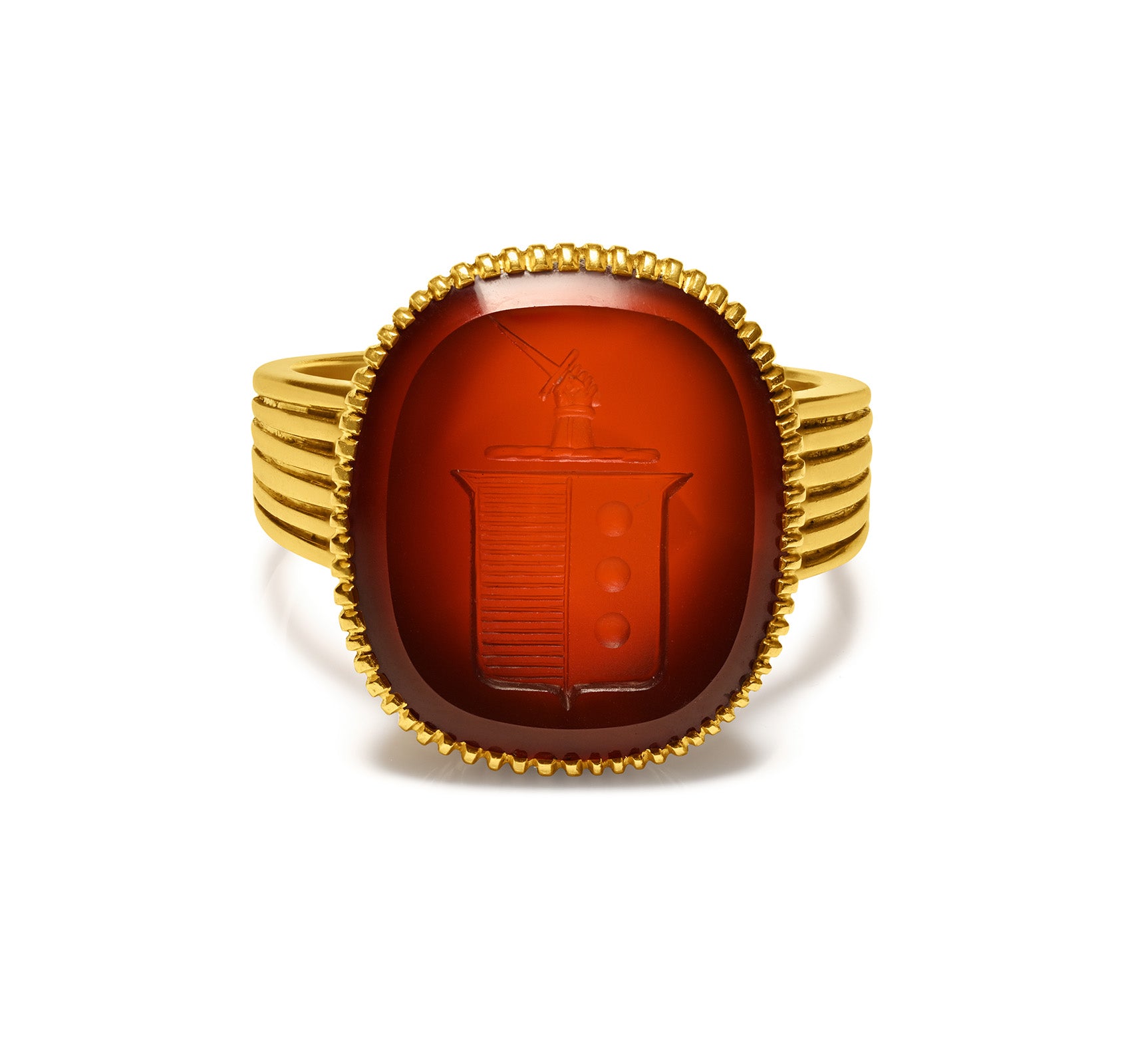 Antique Gold Carnelian Crest Signet Seal Ring