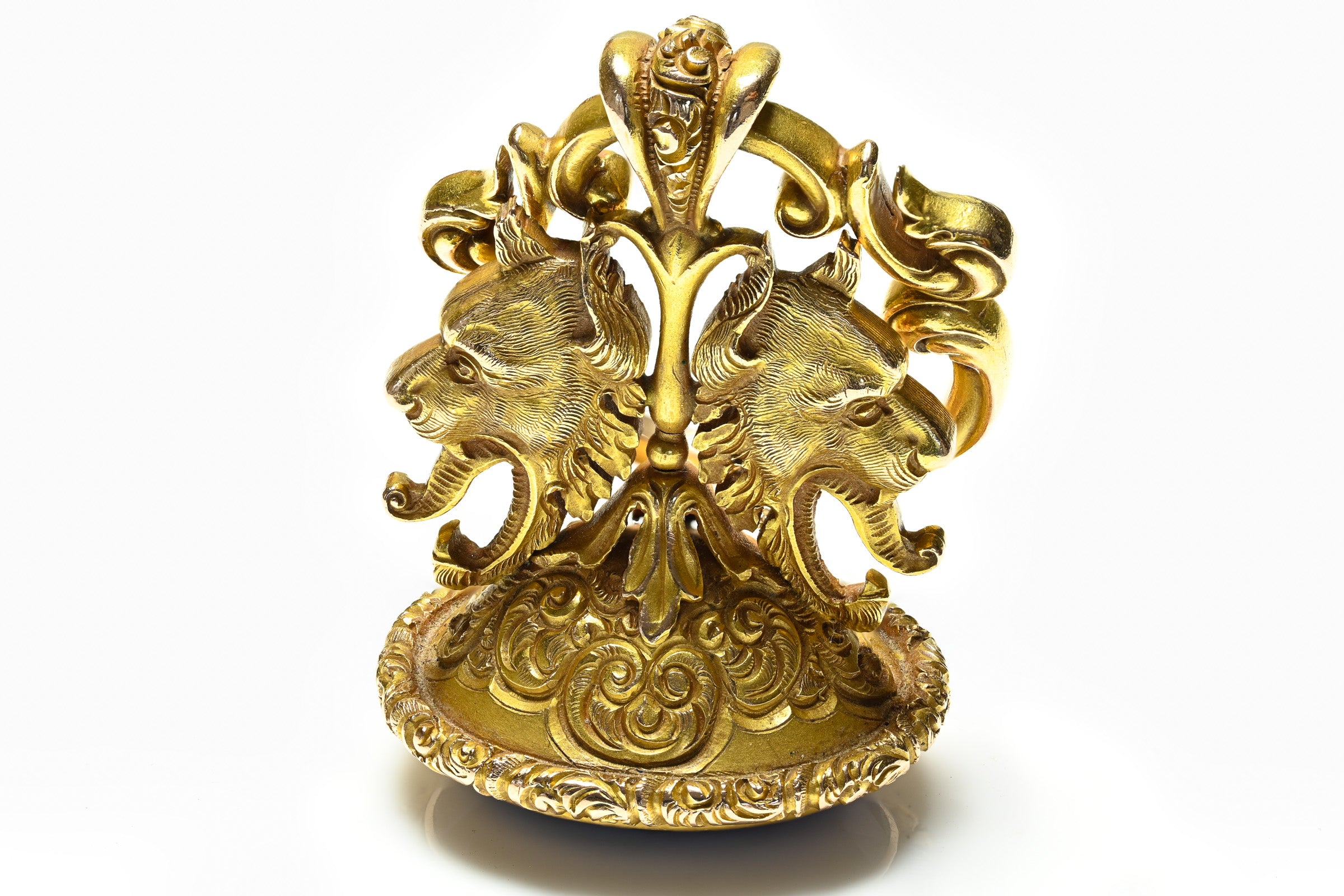 Art Nouveau Gold Amethyst Griffin lion Fob