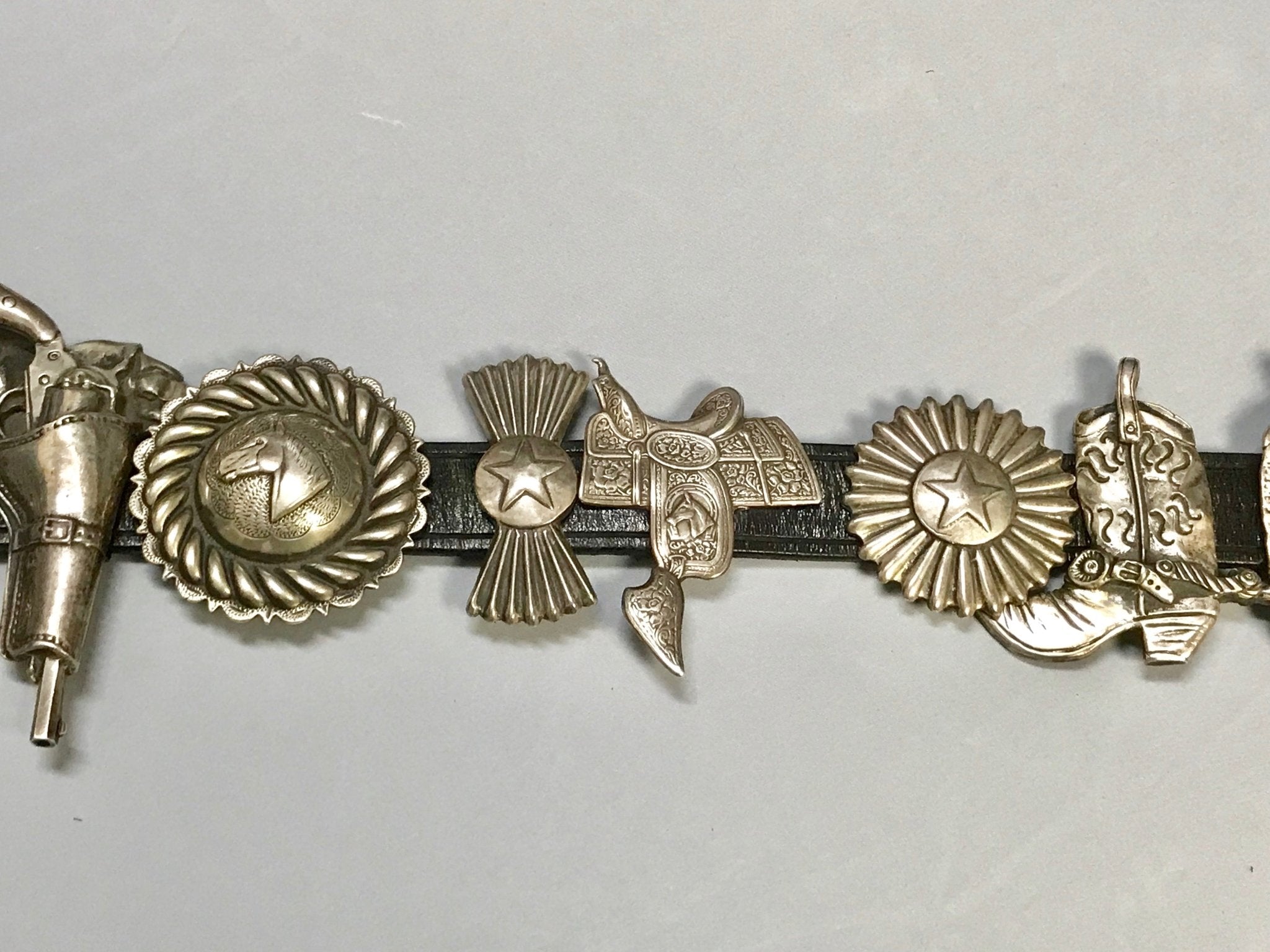 Arnold Goldstein Sterling Silver Concho Black Belt