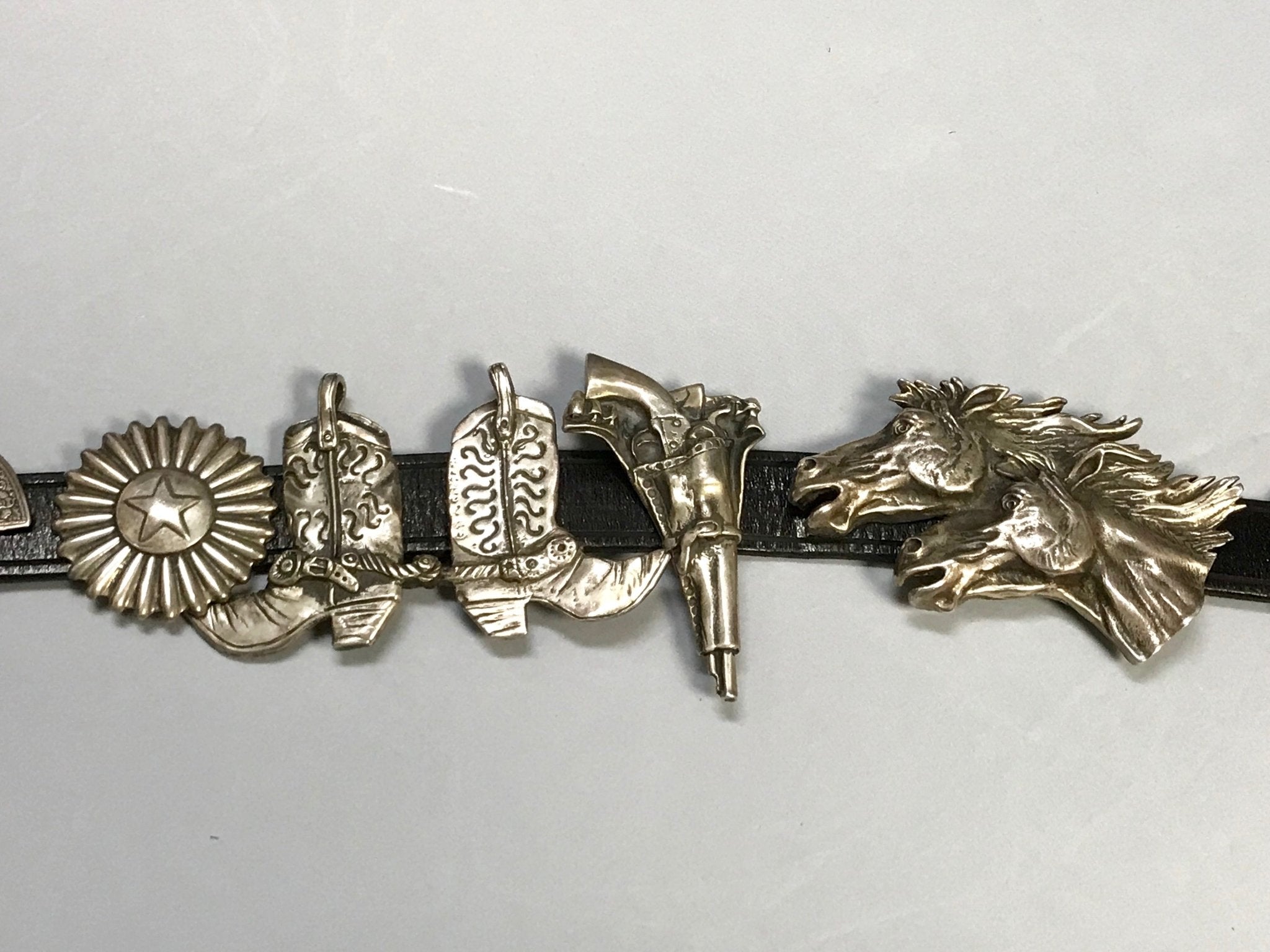 Arnold Goldstein Sterling Silver Concho Black Belt