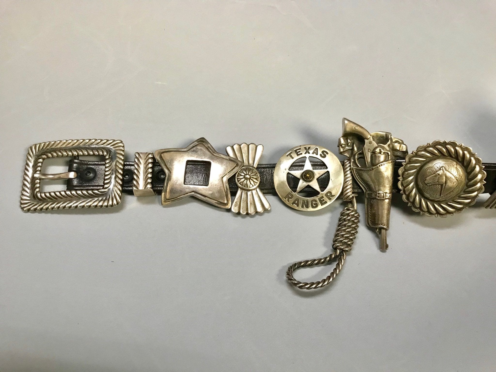 Arnold Goldstein Sterling Silver Concho Black Belt