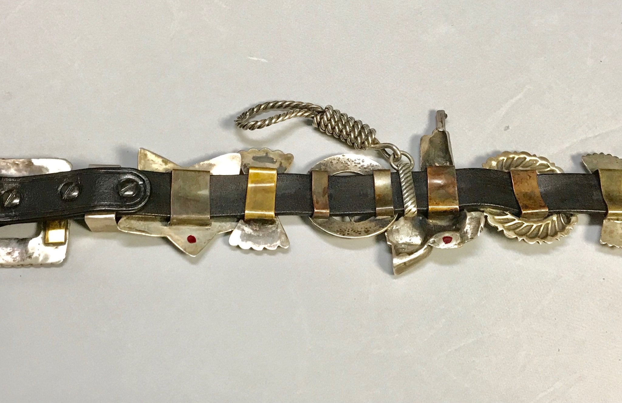 Arnold Goldstein Sterling Silver Concho Black Belt