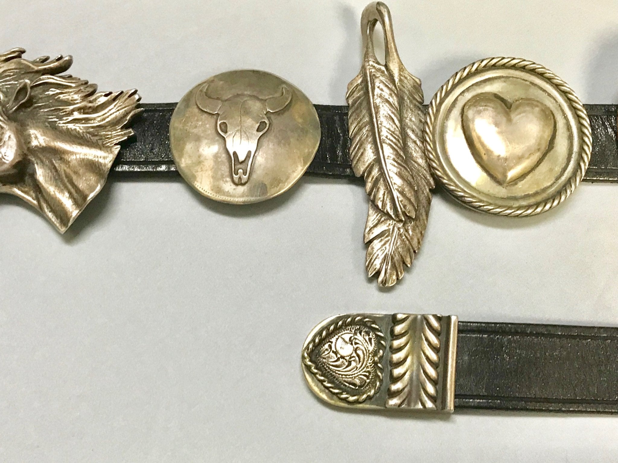 Arnold Goldstein Sterling Silver Concho Black Belt