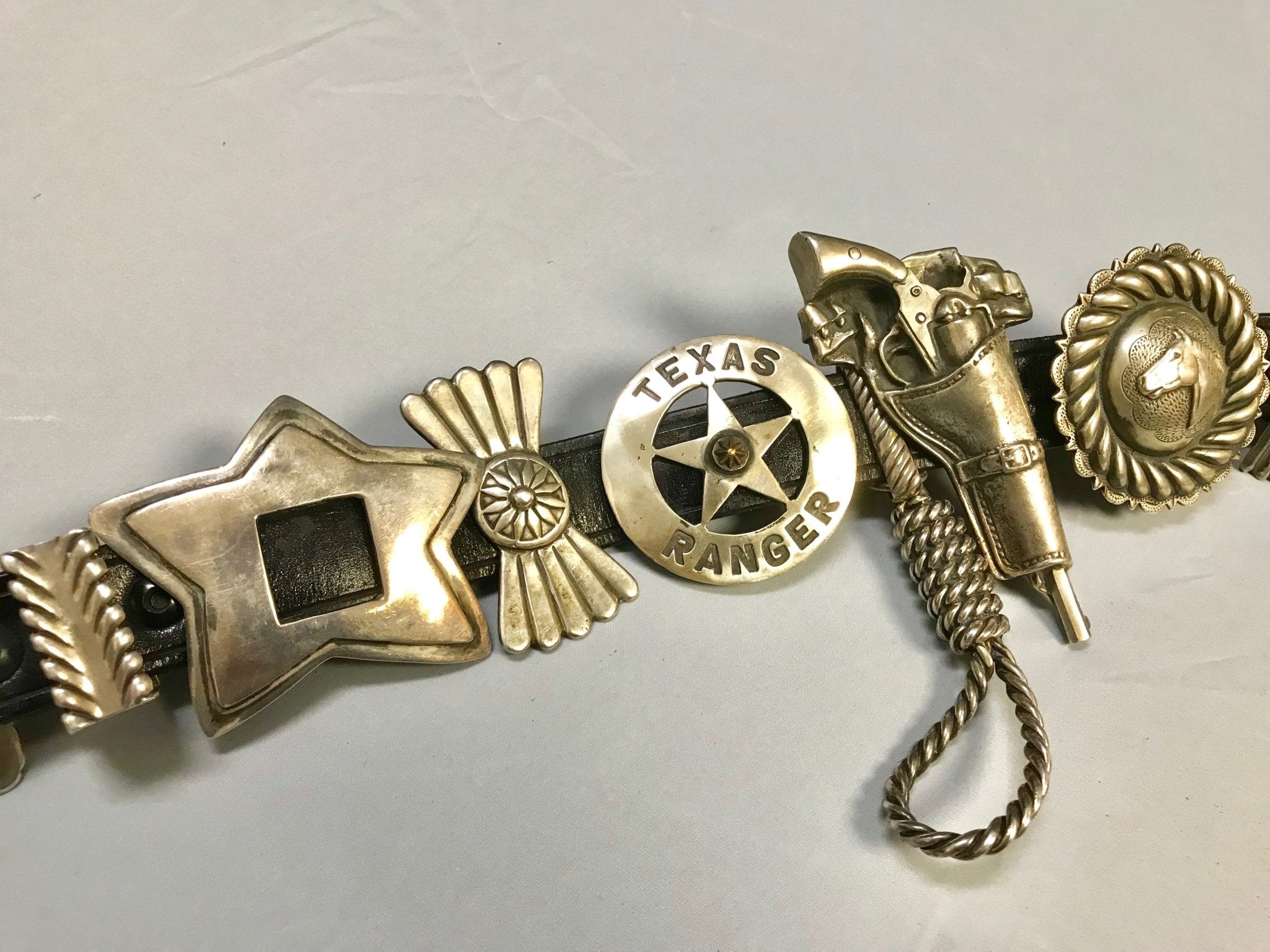 Arnold Goldstein Sterling Silver Concho Black Belt
