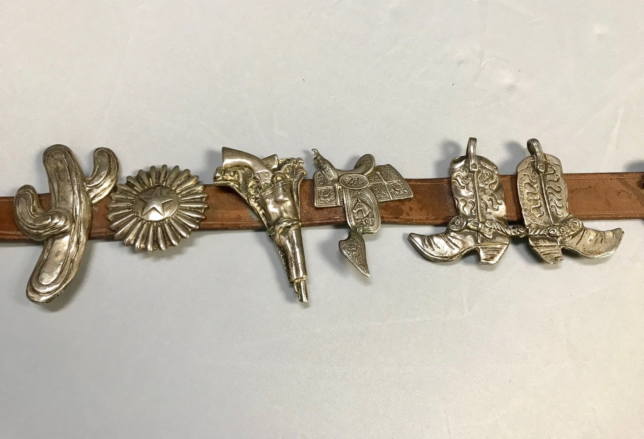 Arnold Goldstein Sterling Silver Concho Brown Belt