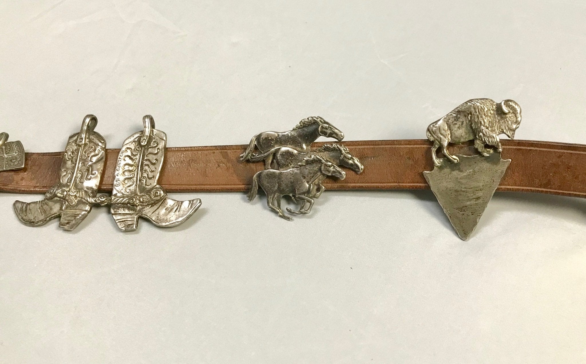 Arnold Goldstein Sterling Silver Concho Brown Belt
