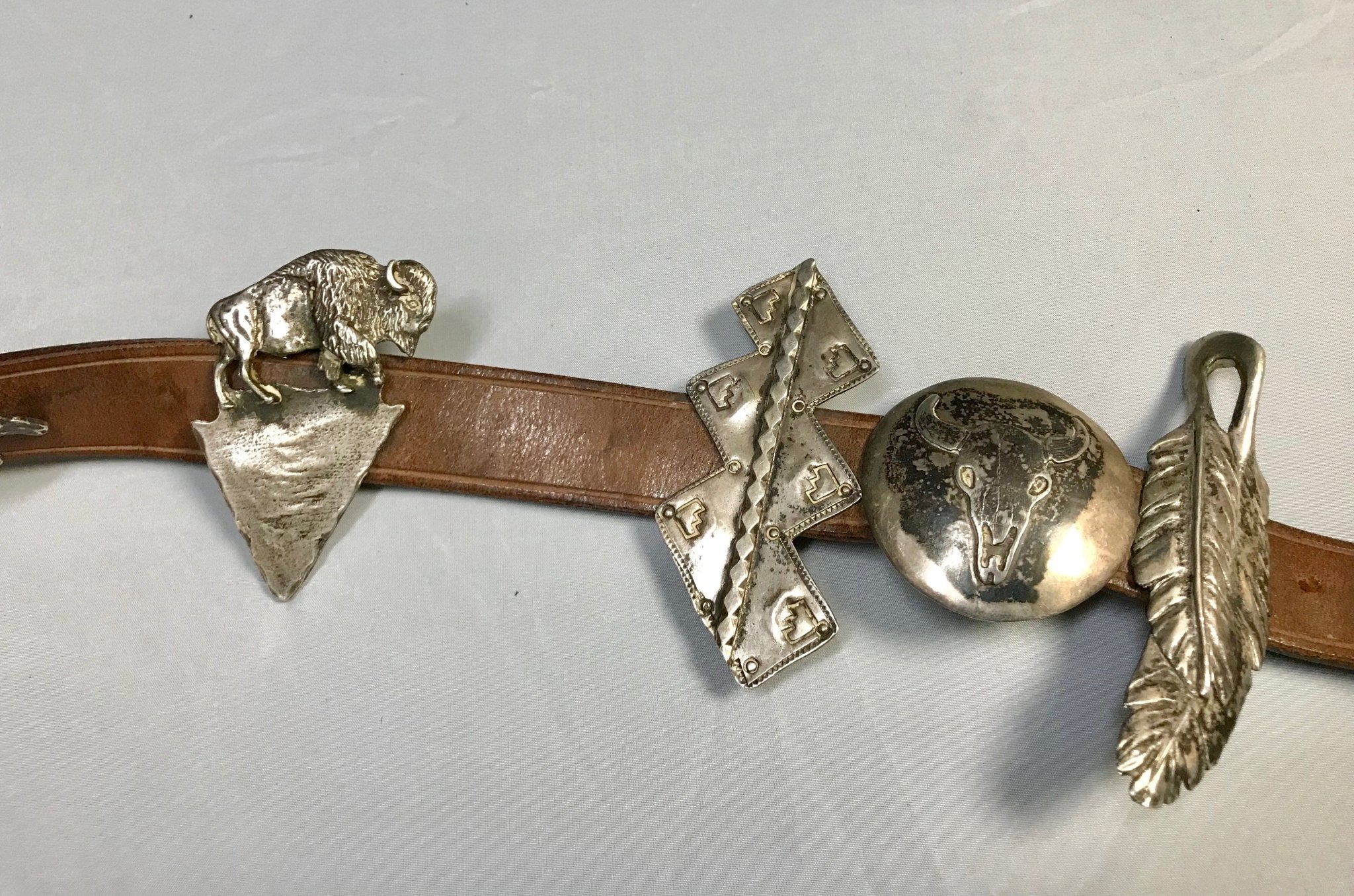 Arnold Goldstein Sterling Silver Concho Brown Belt