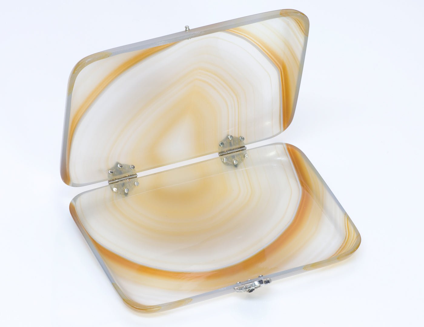 Art Deco Agate Platinum Diamond Onyx Box