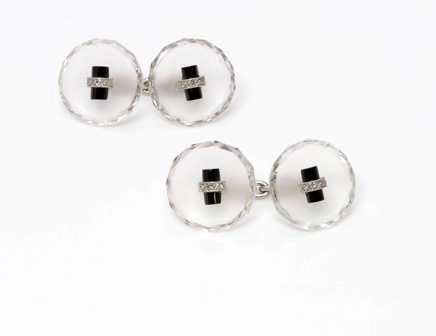 Art Deco Crystal Onyx Diamond Cufflinks