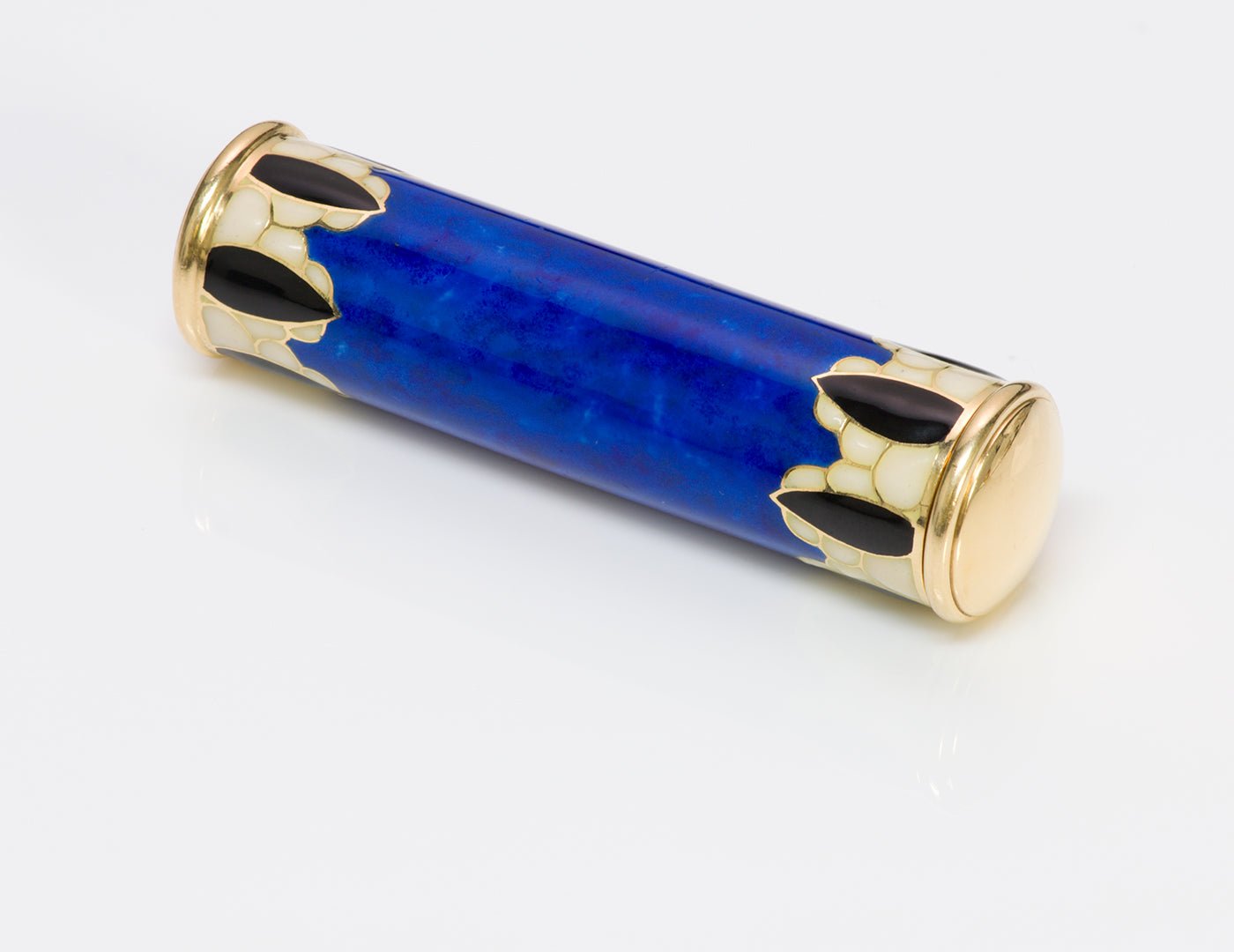 Art Deco Enamel 18K Gold Lipstick