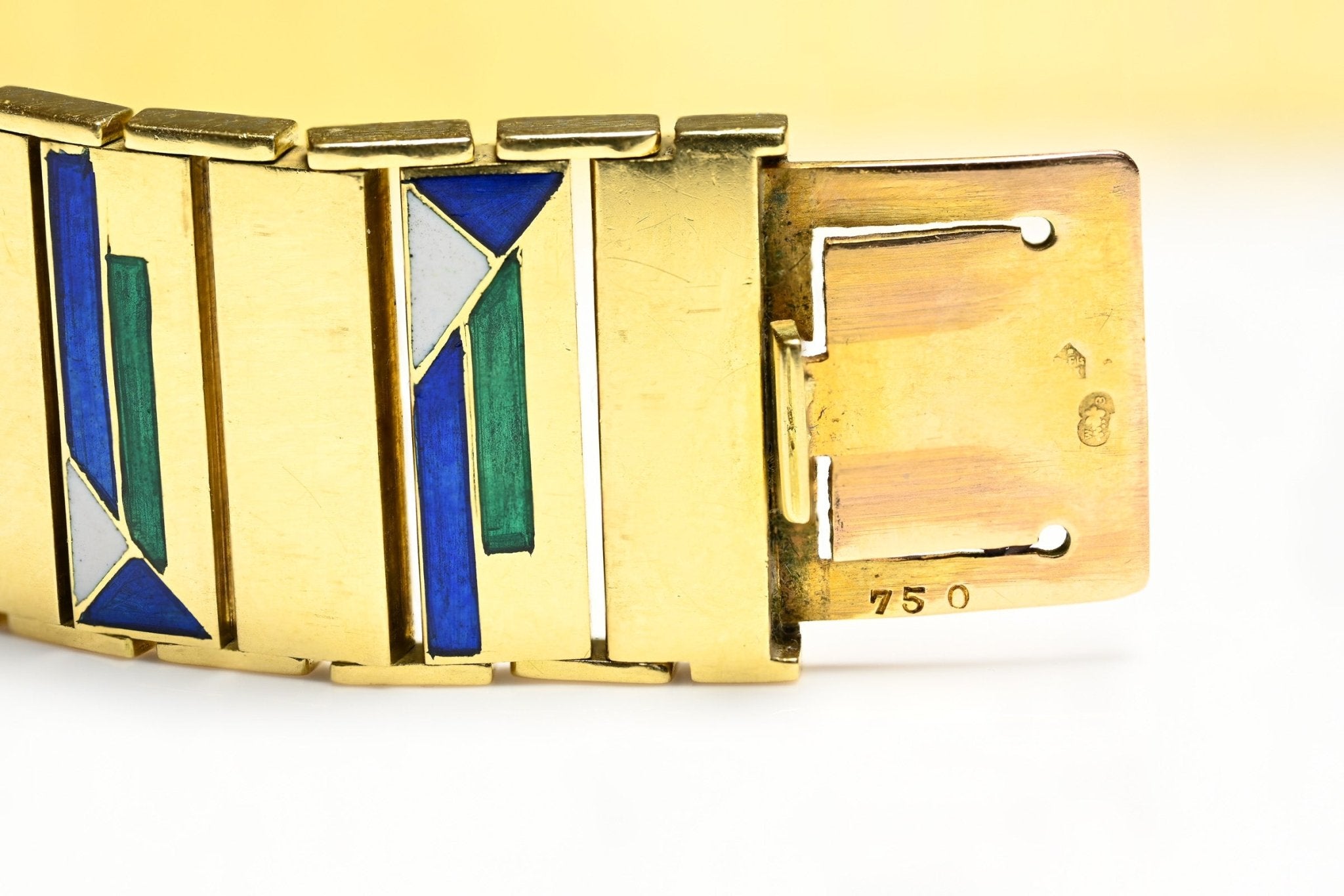 Art Deco French 18K Gold Enamel Bracelet