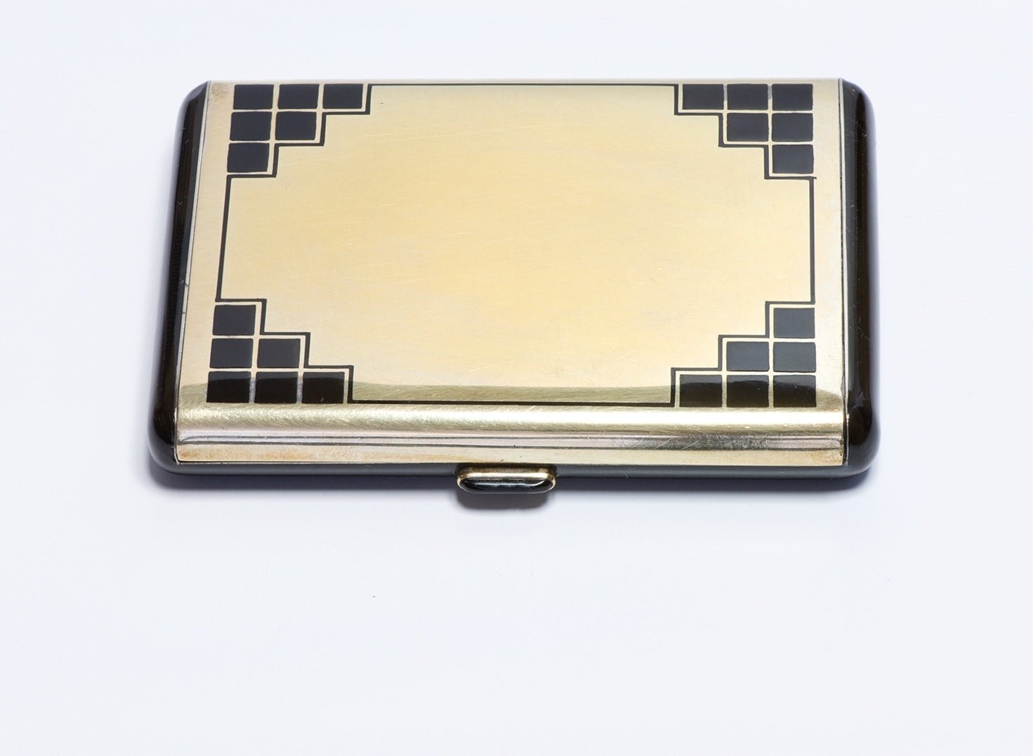 Art Deco French Gilt Silver Enamel Lipstick Compact