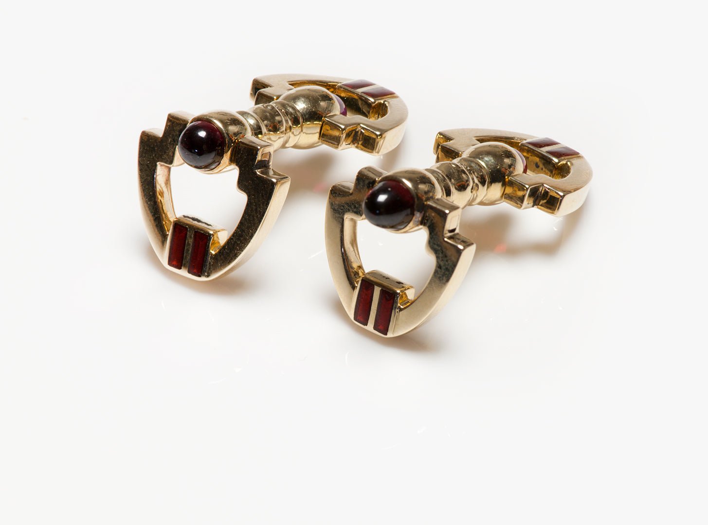 Art Deco Gold Ruby Stirrup Cufflinks