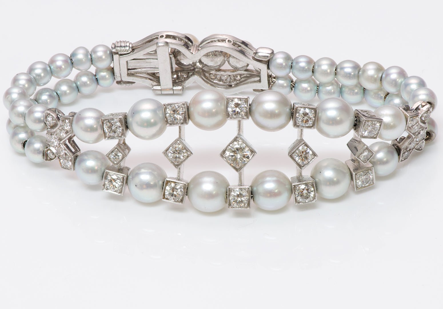 Art Deco Pearl Diamond Platinum Necklace Bracelet