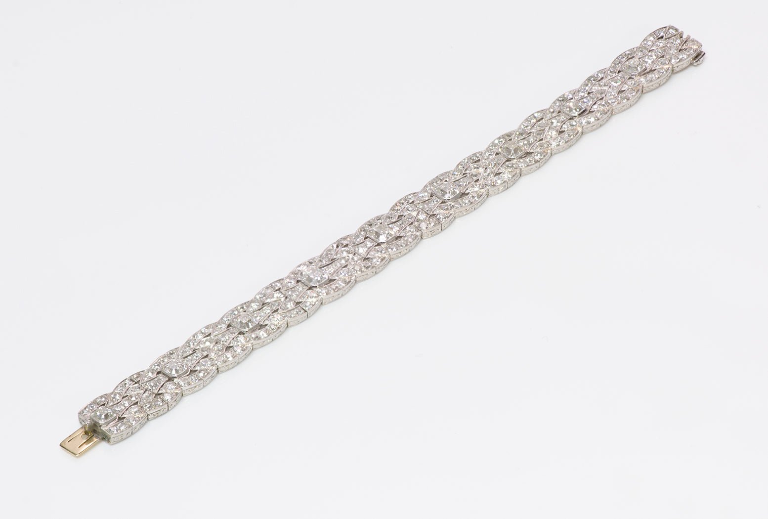 Art Deco Platinum Asscher Cut & Round Brilliant Cut Diamond Bracelet