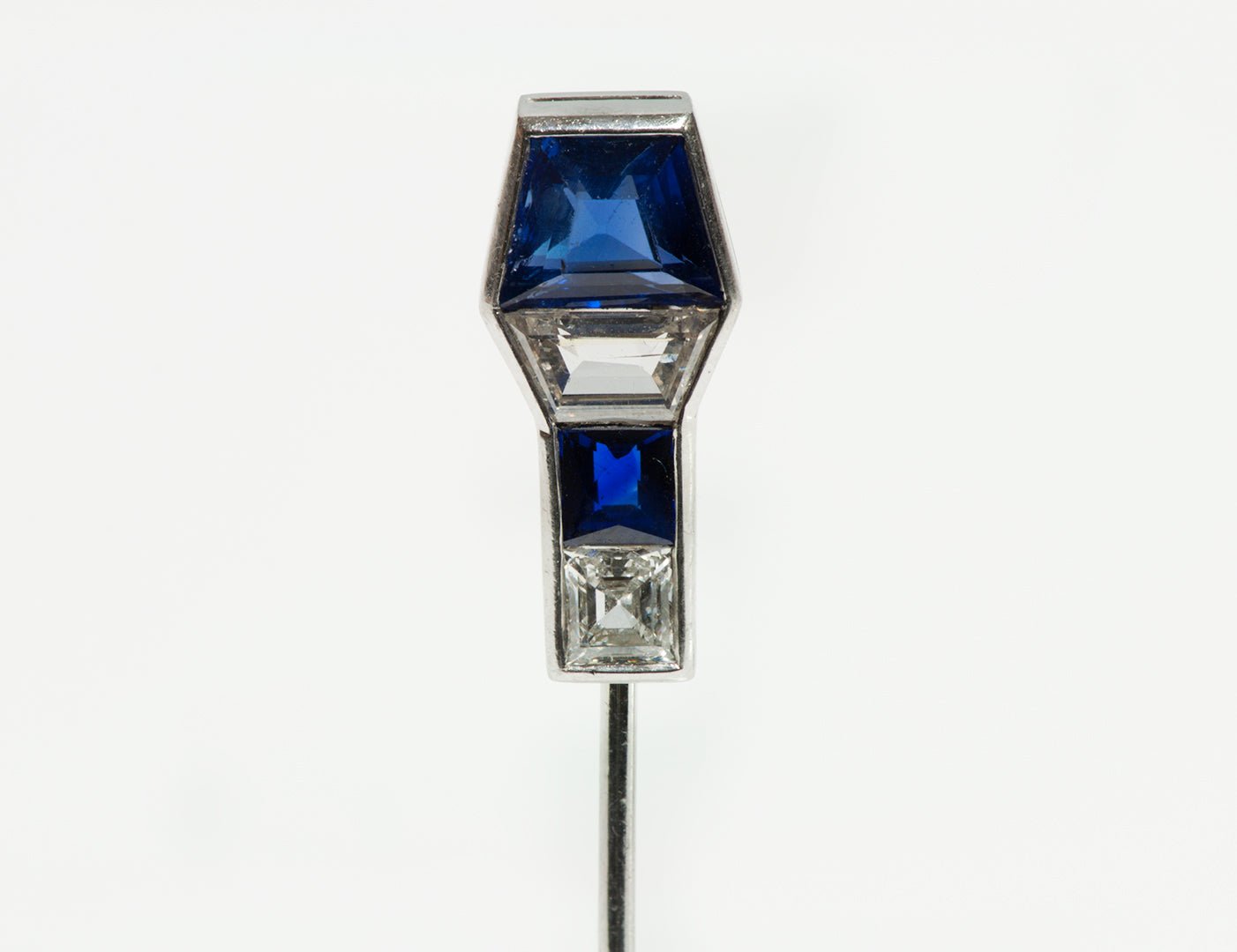 Art Deco Platinum Burma Sapphire Diamond Jabot