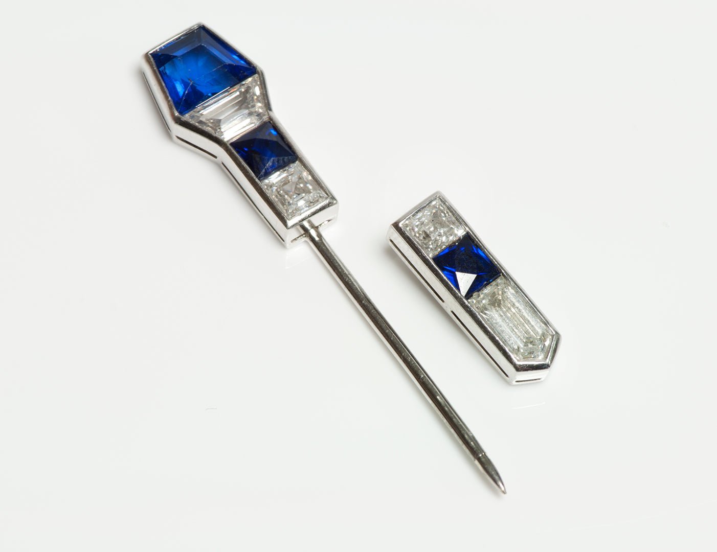 Art Deco Platinum Burma Sapphire Diamond Jabot