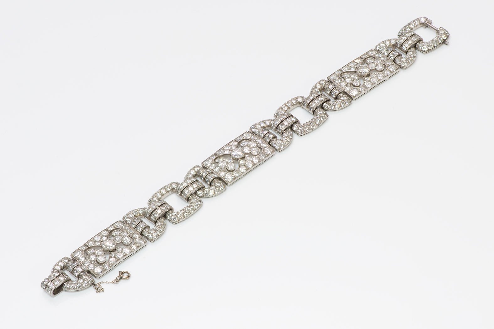 Art Deco Platinum French Brilliant Cut Diamond Bracelet