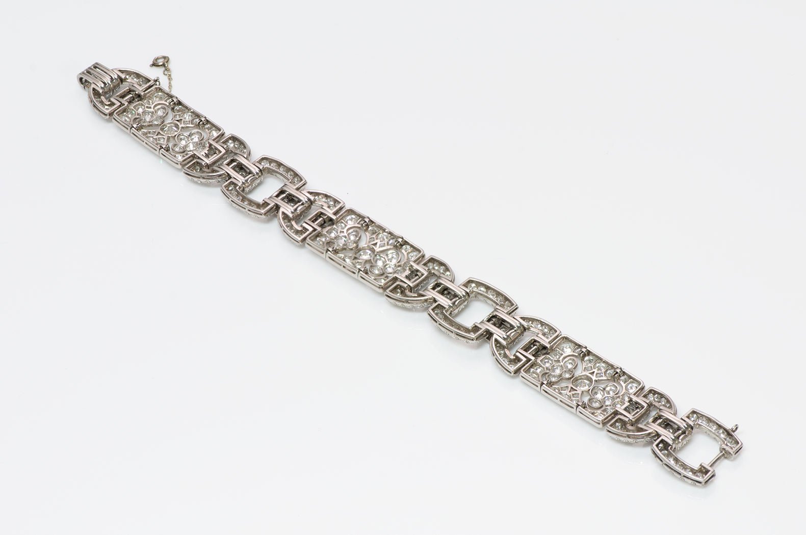 Art Deco Platinum French Brilliant Cut Diamond Bracelet