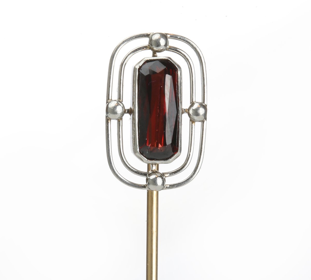 Art Deco Platinum Gold Garnet Stick Pin