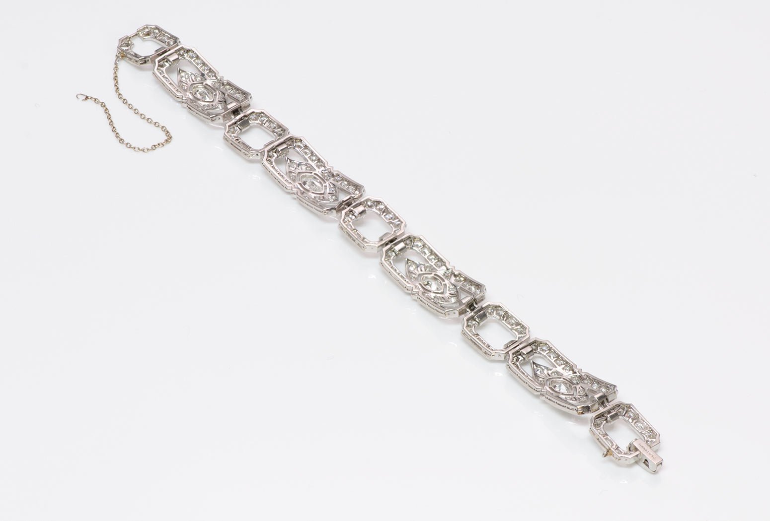 Art Deco Platinum Marquise Brilliant Cut Diamond Bracelet