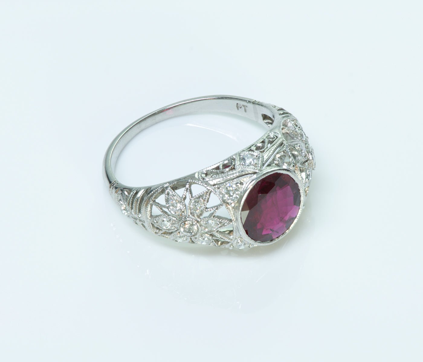 Art Deco Platinum Ruby & Diamond Ring