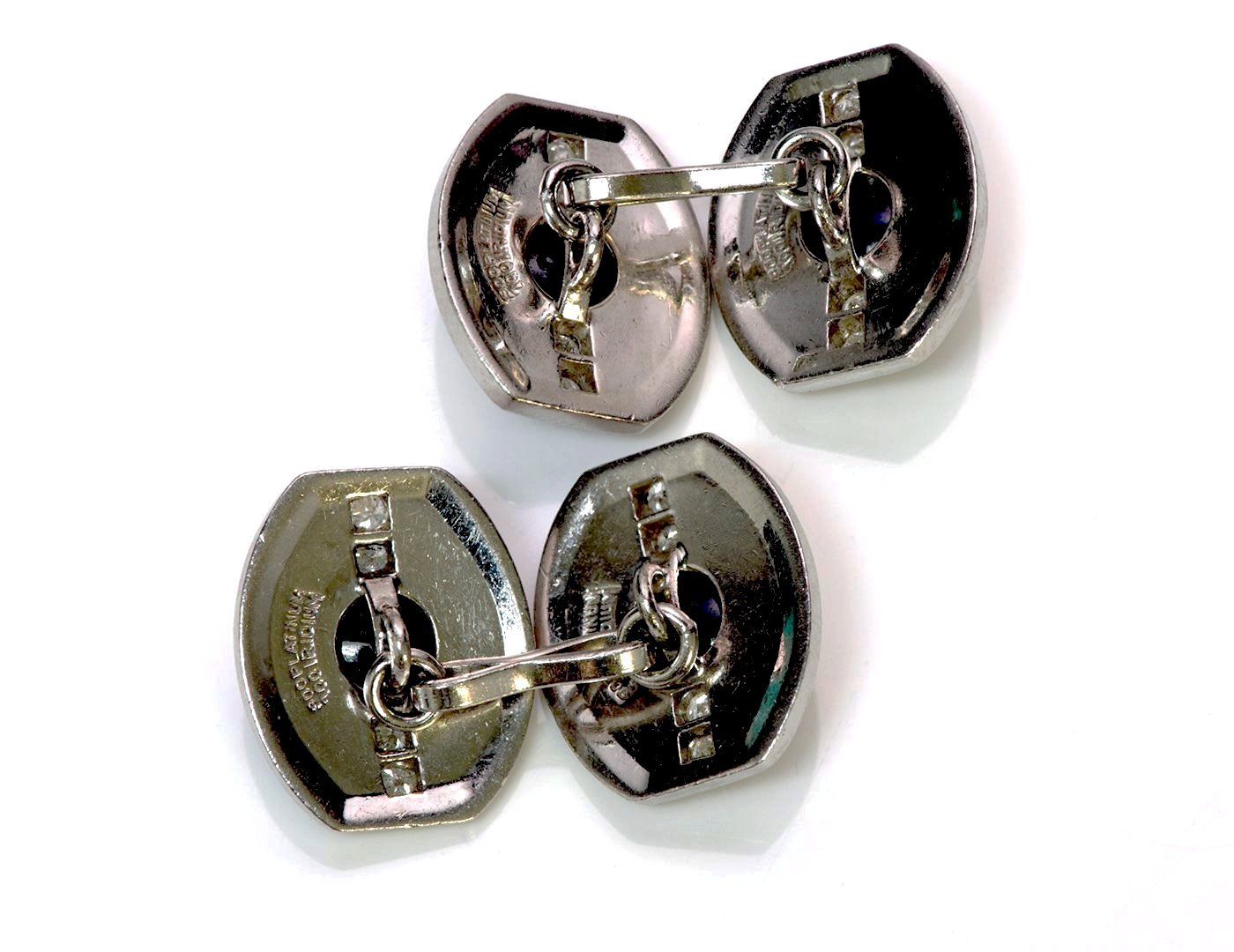 Art Deco Platinum Sapphire Diamond Cufflinks