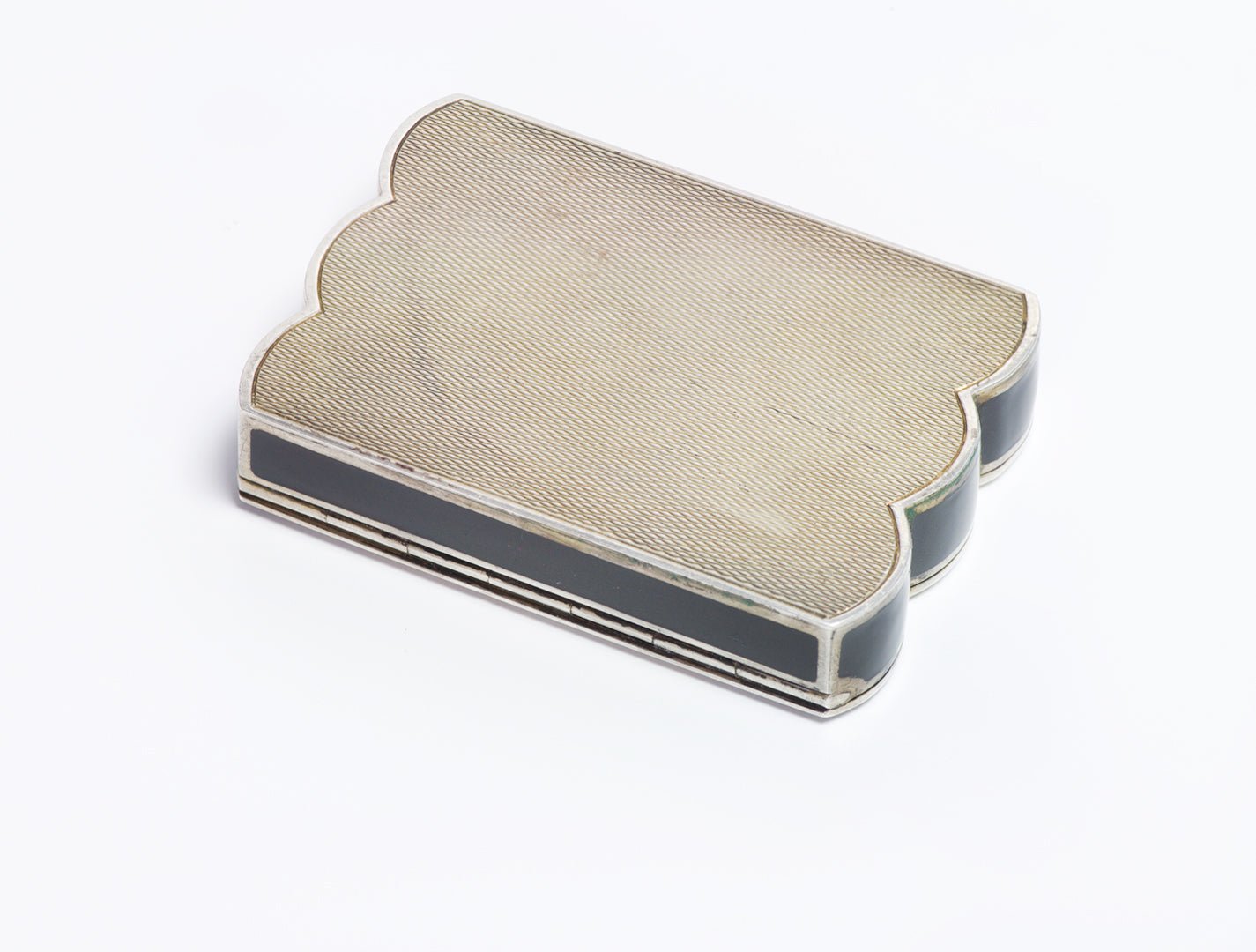 Art Deco Silver & Gold Multi Color Enamel Lipstick & Powder Vanity Case