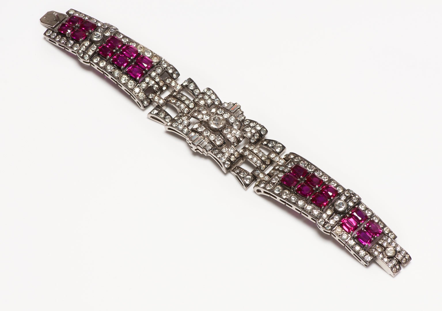 Art Deco Sterling Paste Ruby Bracelet