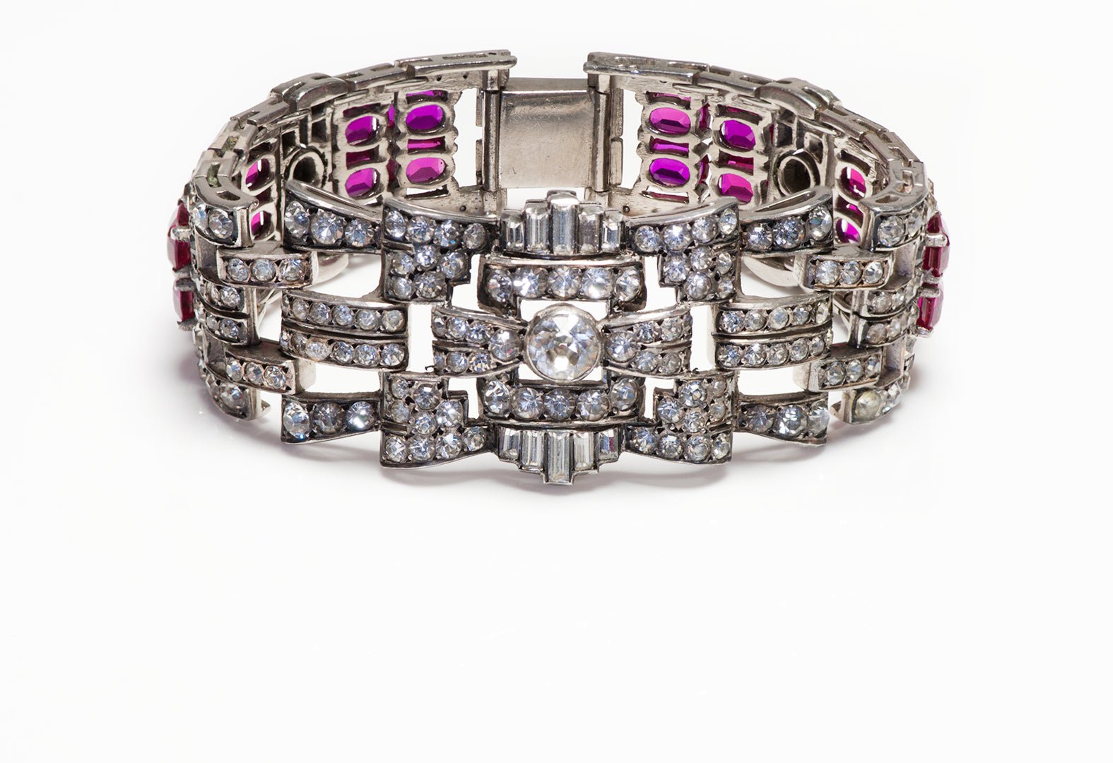 Art Deco Sterling Paste Ruby Bracelet