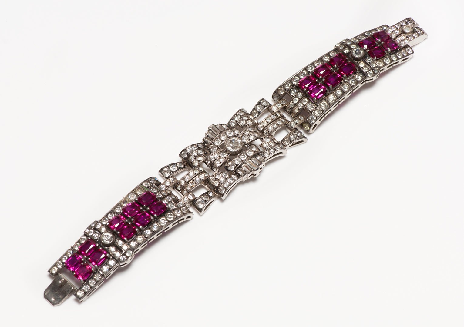 Art Deco Sterling Paste Ruby Bracelet
