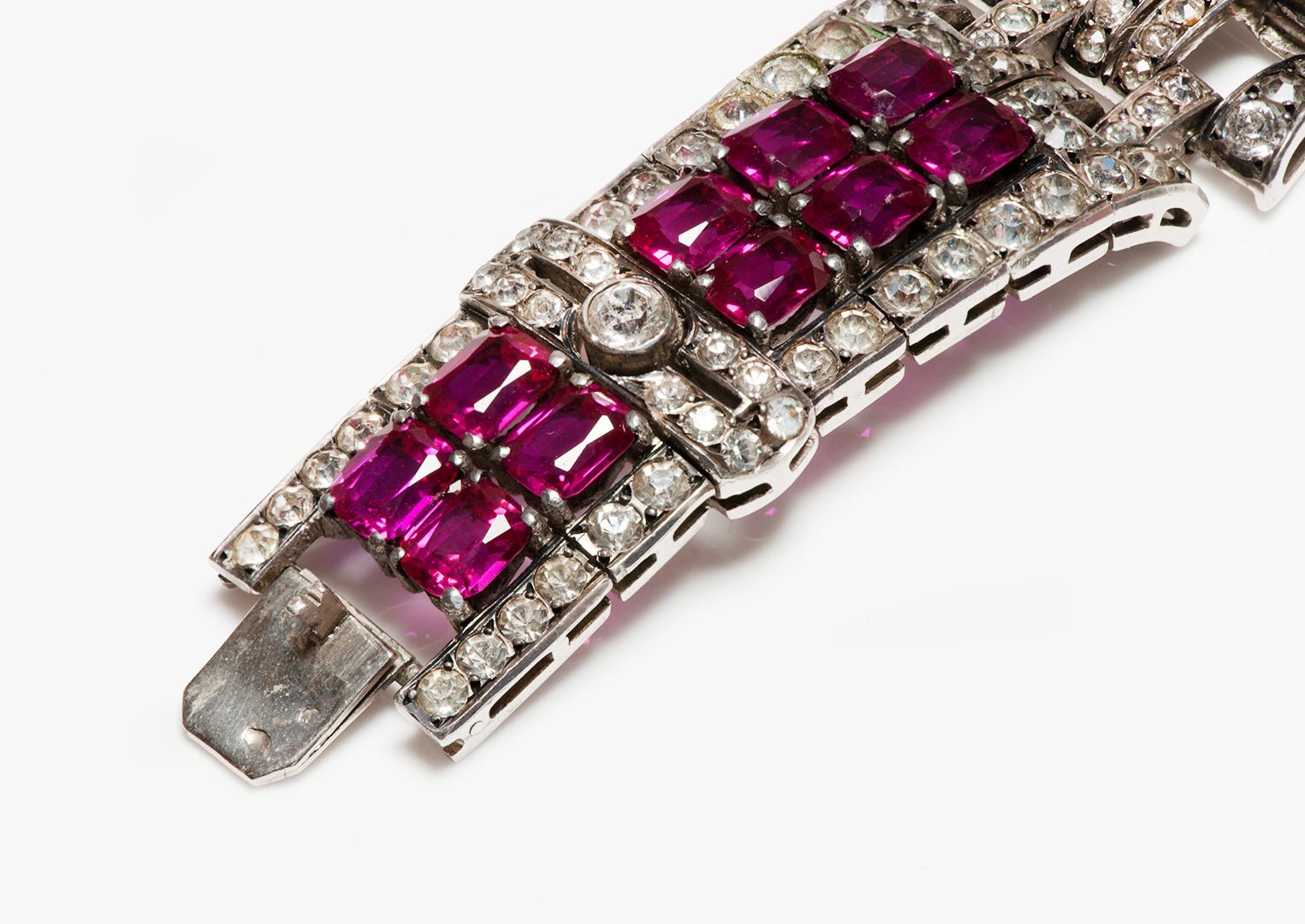 Art Deco Sterling Paste Ruby Bracelet