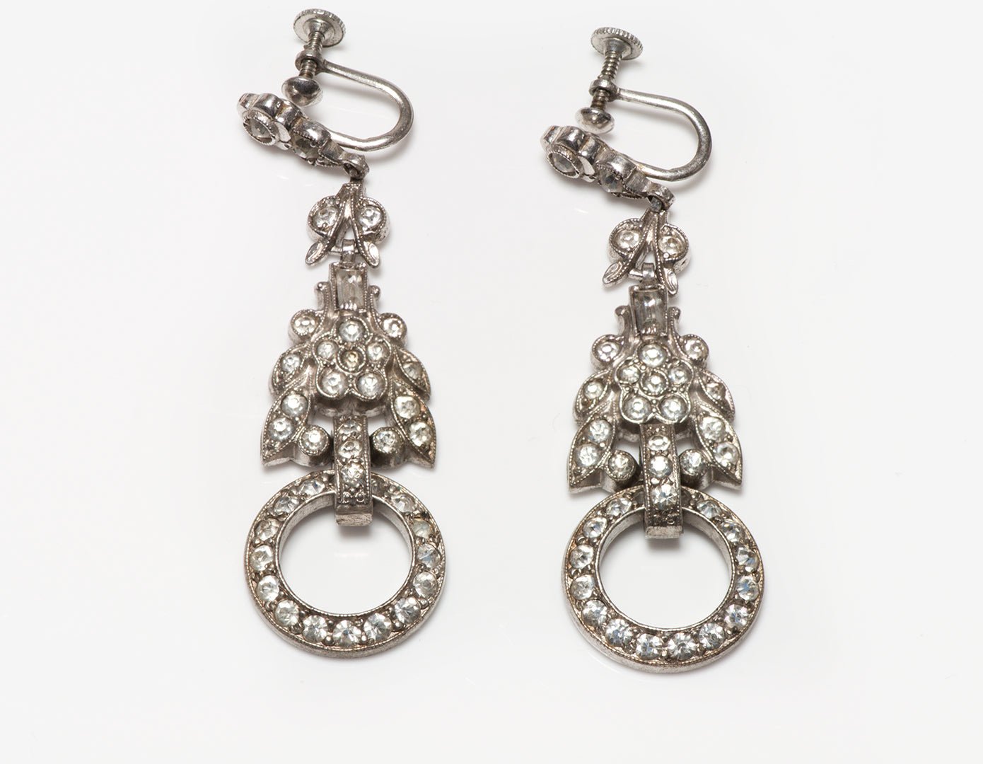 Art Deco Sterling Silver Paste Earrings