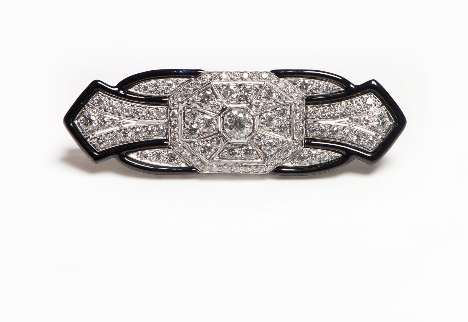 Art Deco Tiffany & Co. Platinum Enamel Diamond Brooch