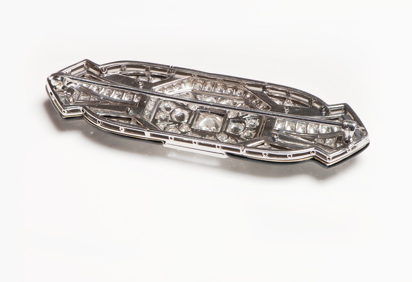 Art Deco Tiffany & Co. Platinum Enamel Diamond Brooch