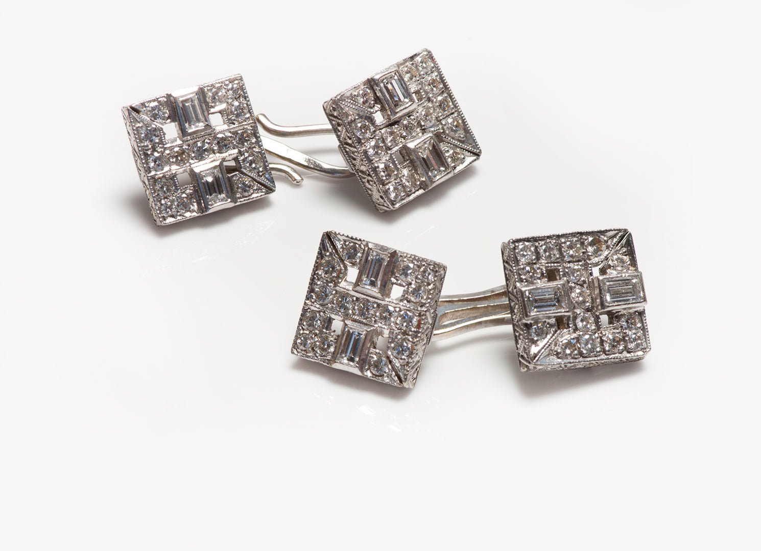 Art Deco White Gold Diamond Cufflinks