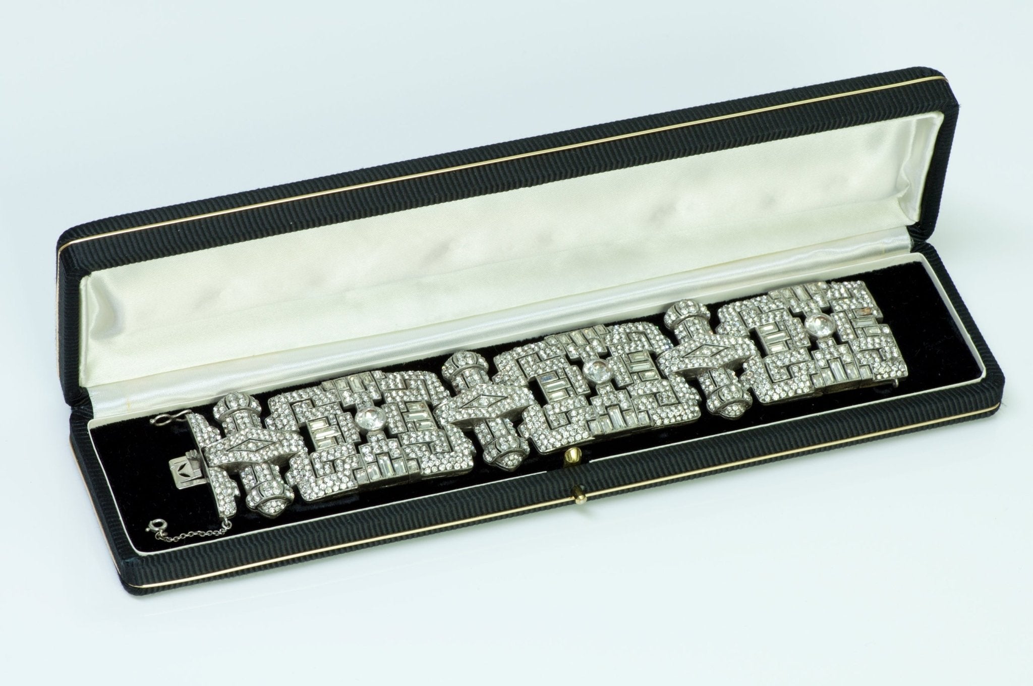 Art Deco Wide Silver Paste Bracelet
