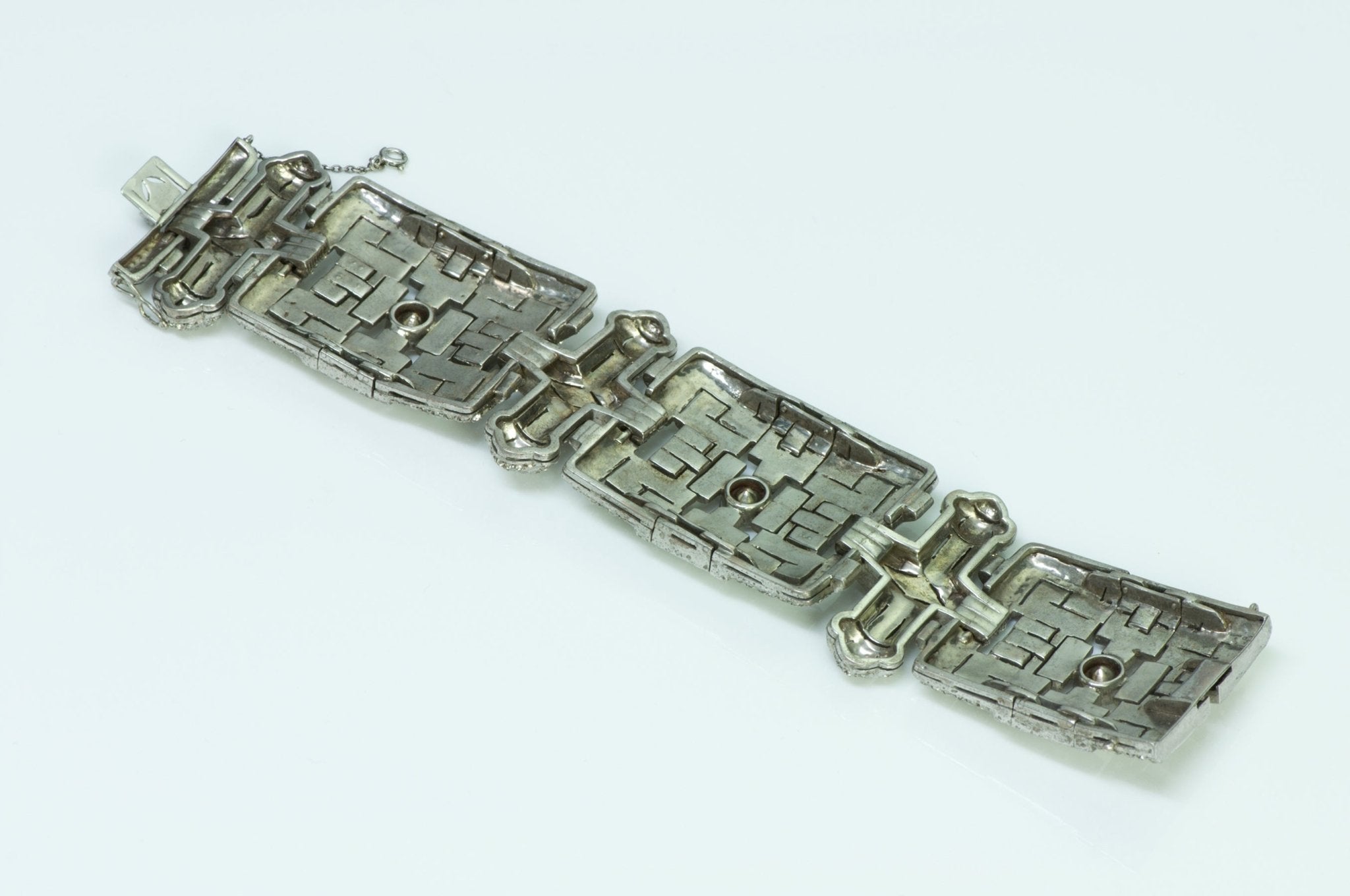 Art Deco Wide Silver Paste Bracelet