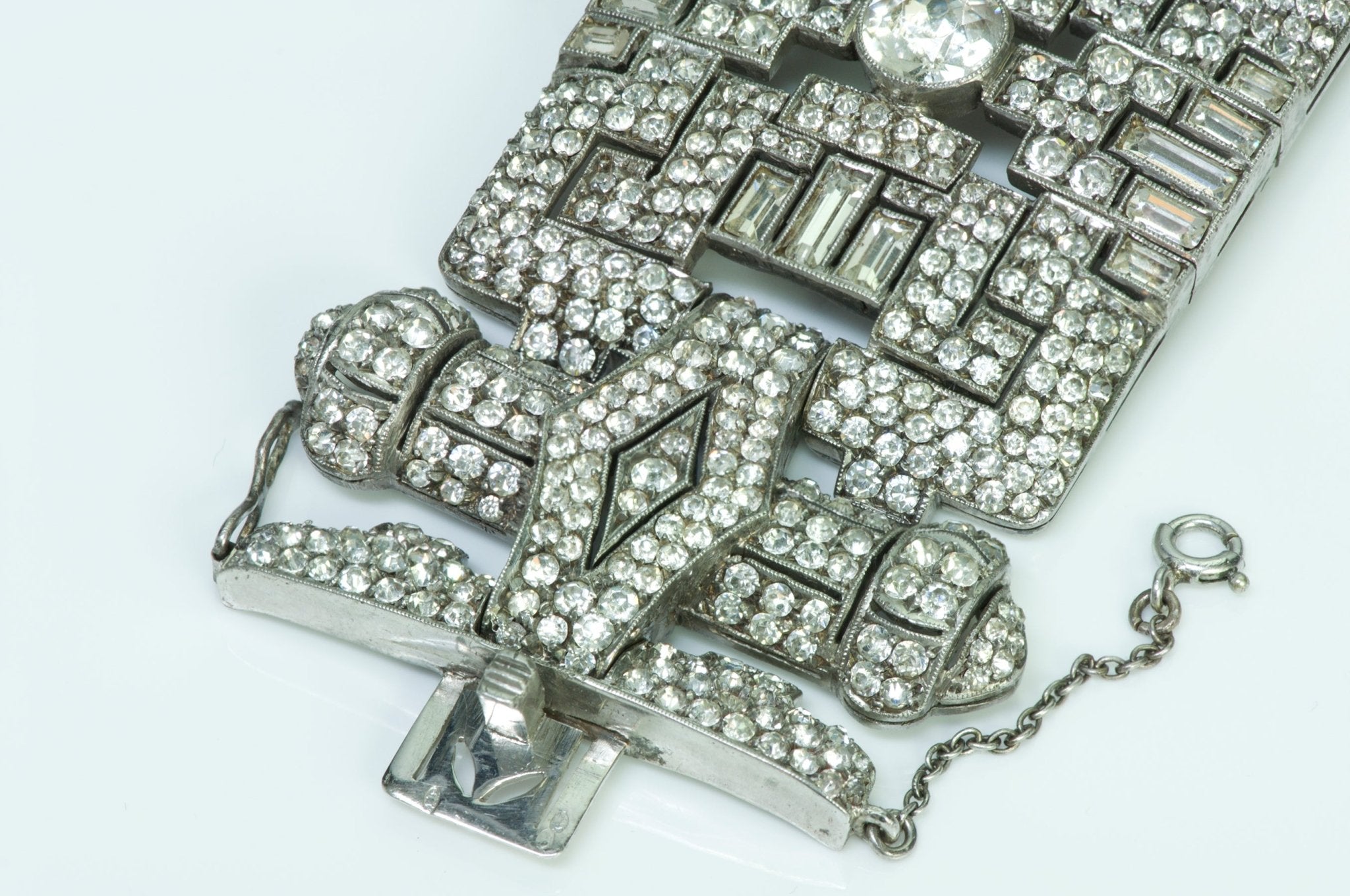 Art Deco Wide Silver Paste Bracelet