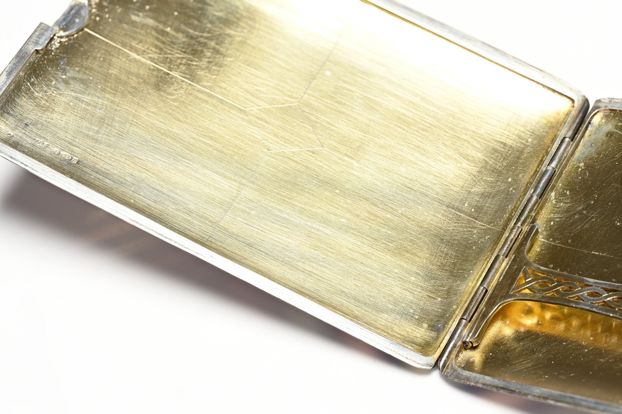 Art Deco Wide Sterling Silver Enamel Case