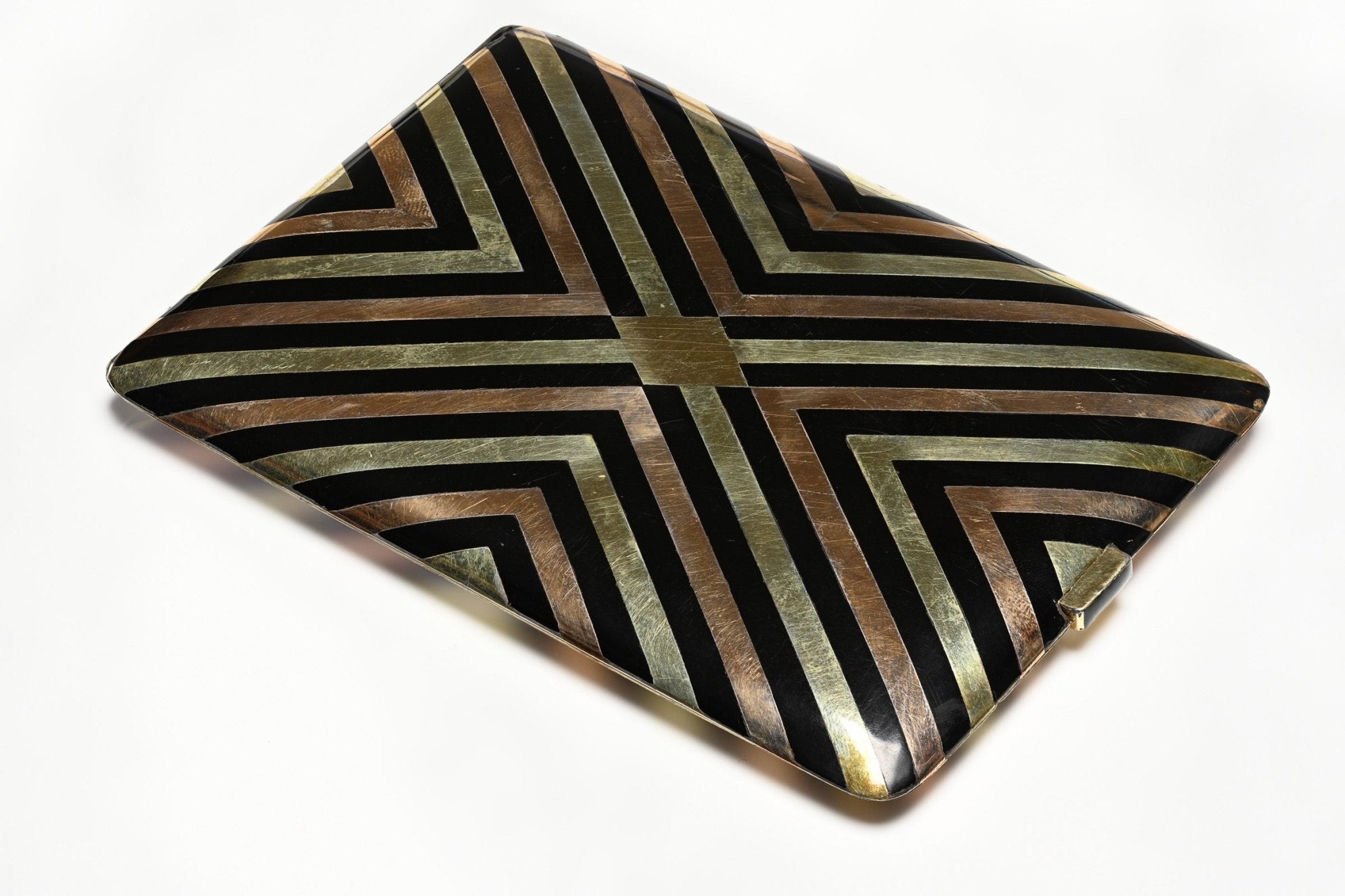 Art Deco Wide Sterling Silver Enamel Case