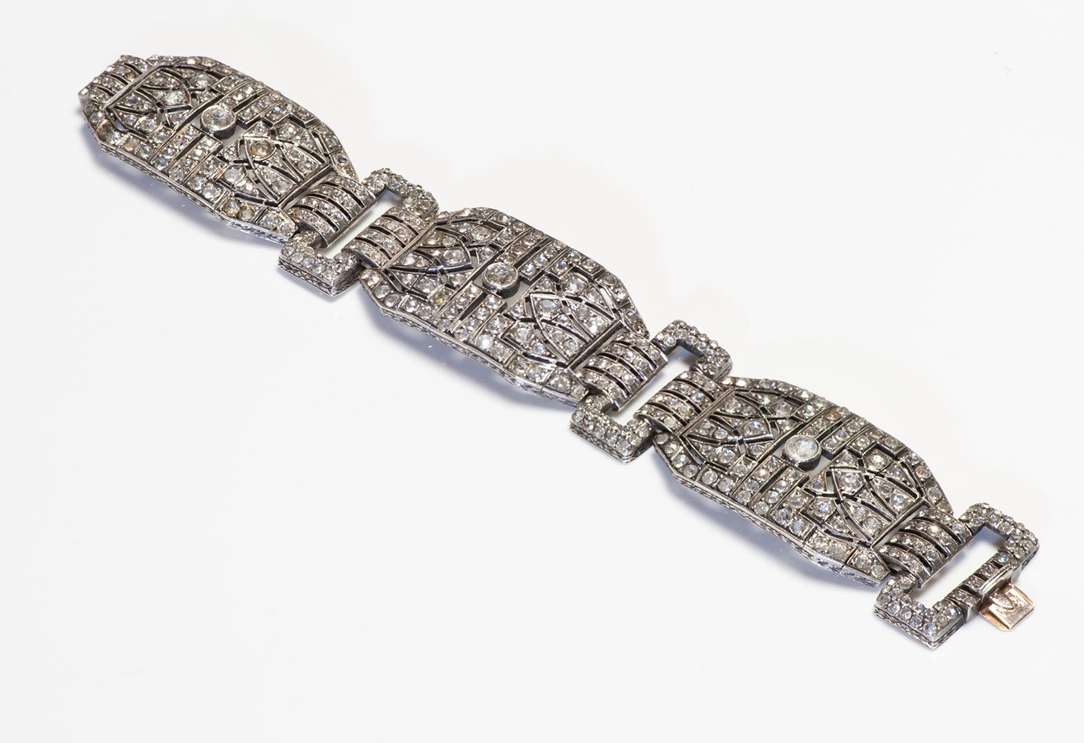 Art Deco Wide Sterling Silver Paste Bracelet