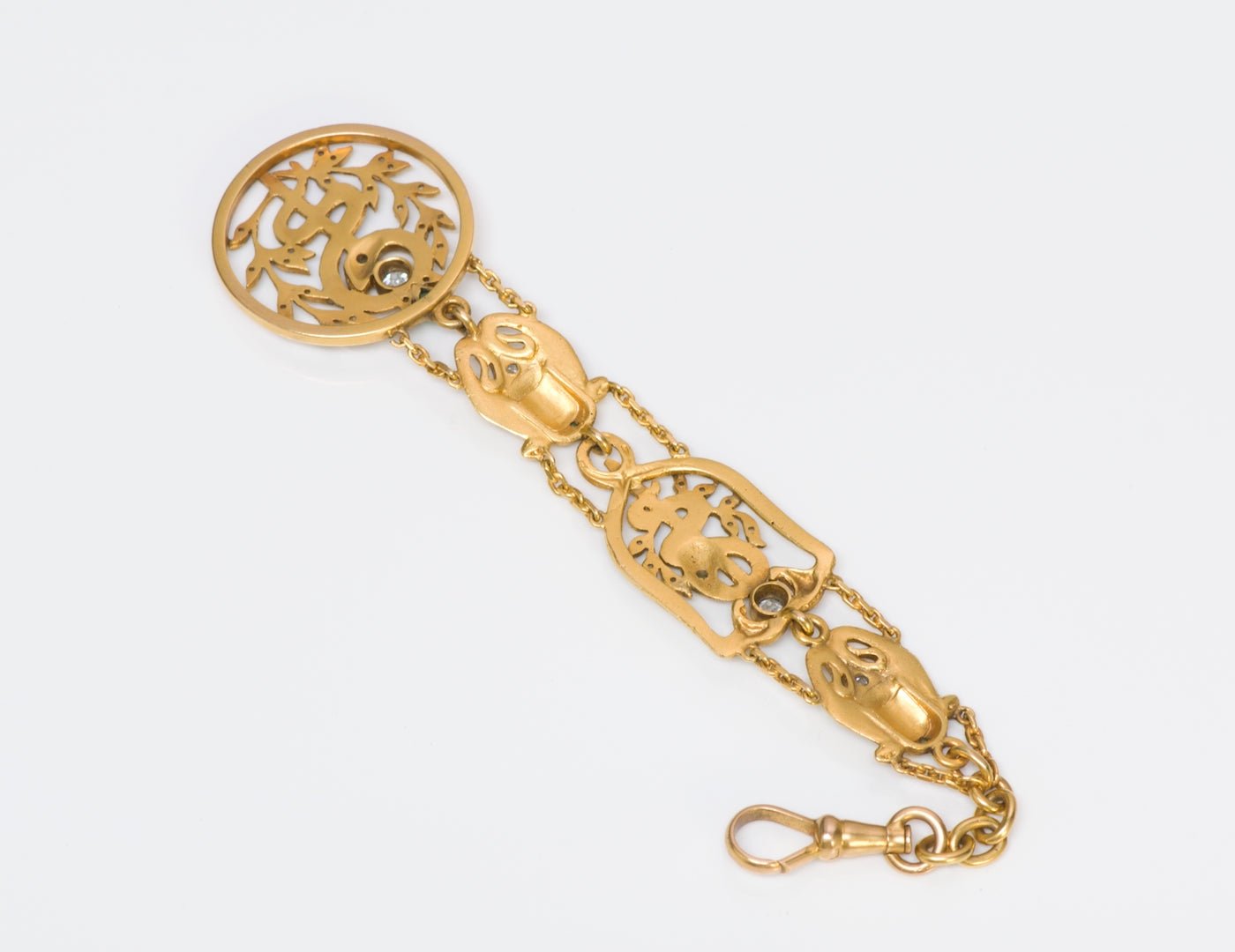 Art Nouveau Egyptian Revival Gold Diamond Watch Fob