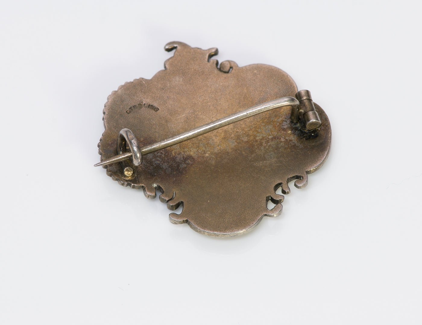 Art Nouveau Enamel Lady Brooch Pin