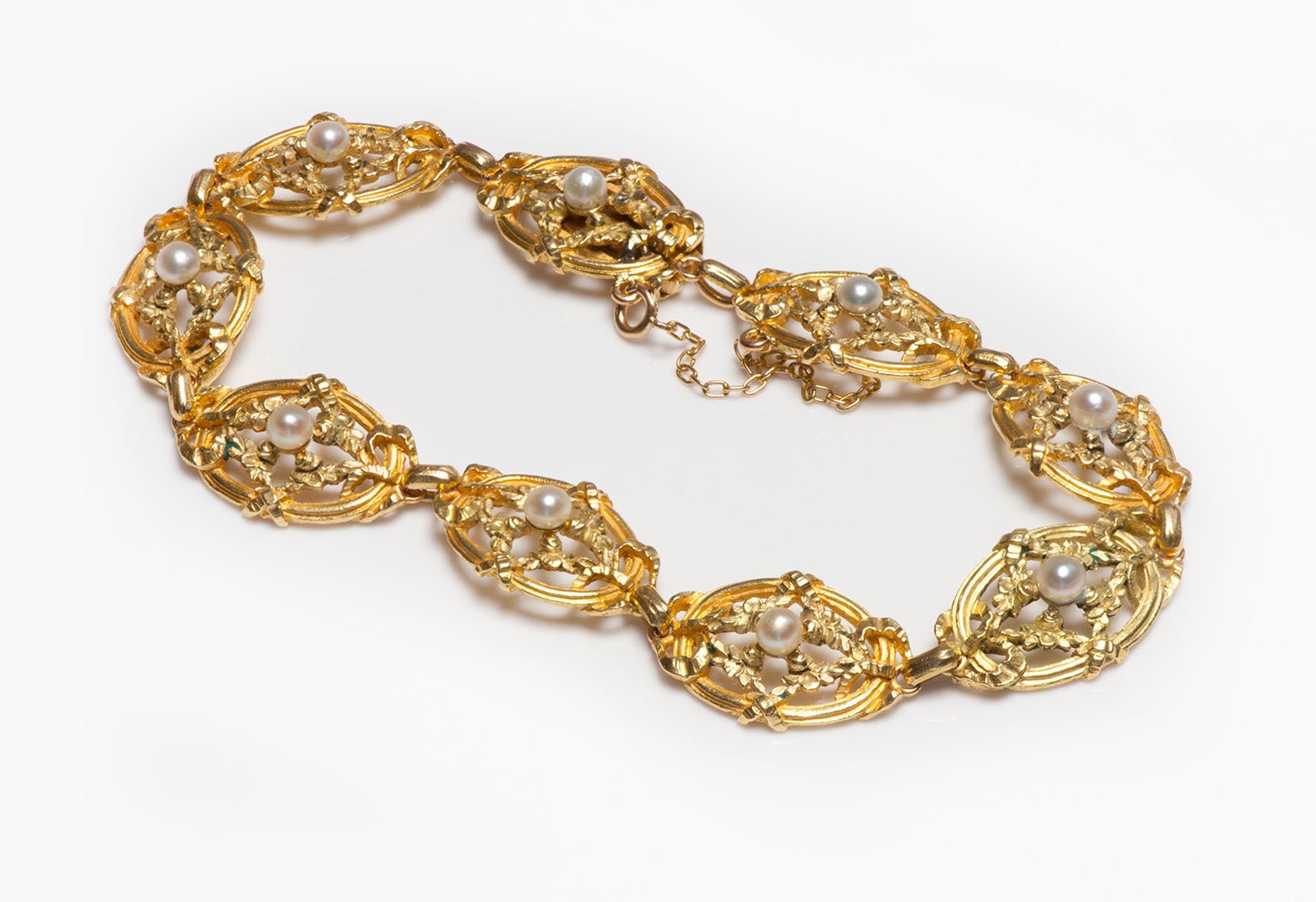 Art Nouveau French Gold Pearl Bracelet