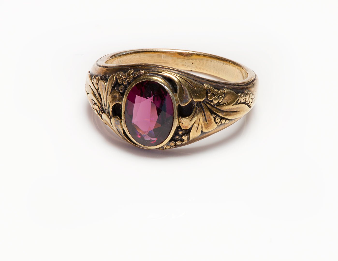 Art Nouveau Gold Almandine Garnet Men's Ring