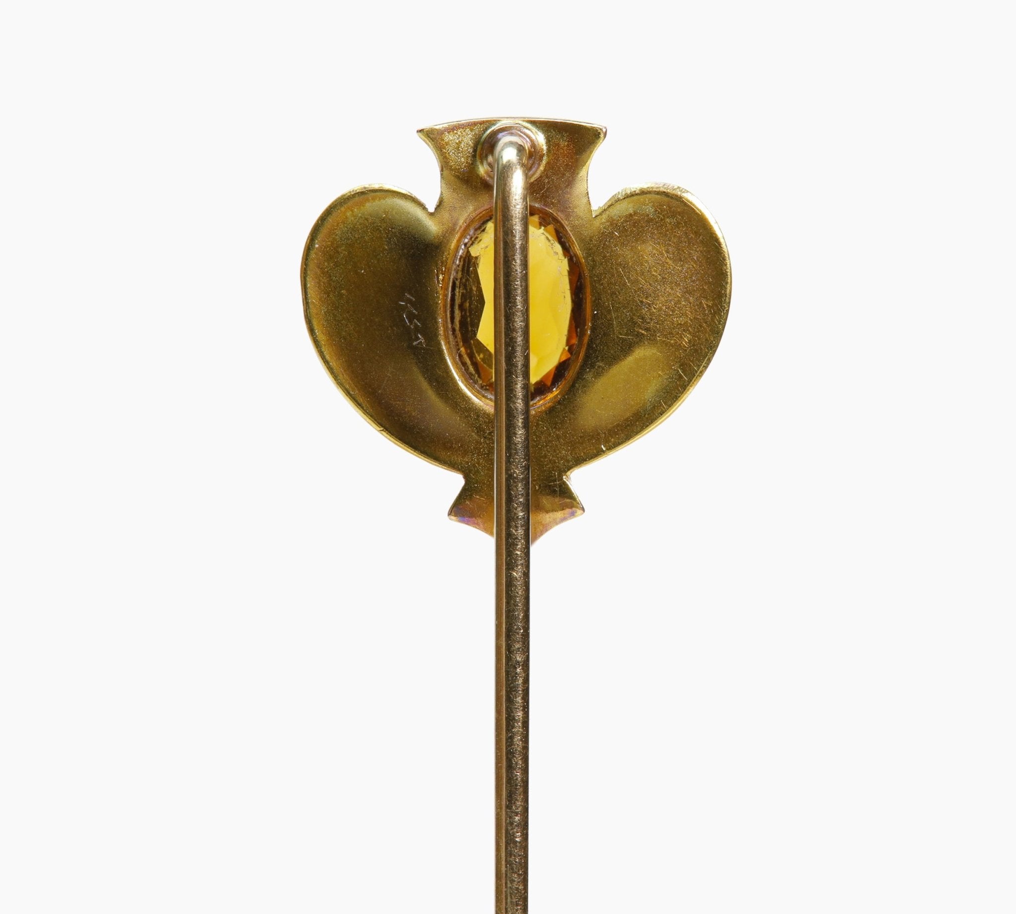 Art Nouveau Gold Citrine Stick Pin